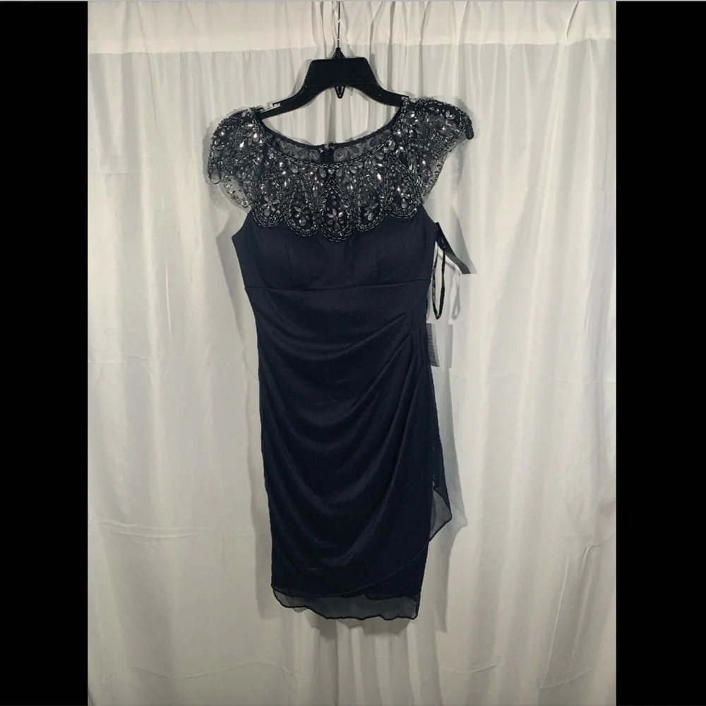 NWD XSCAPE Embellished‎ Chiffon Sheath Dress